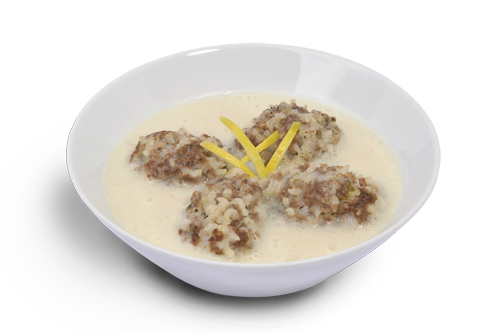 Giouvarlakia (Meat and rice balls in white lemon sauce)