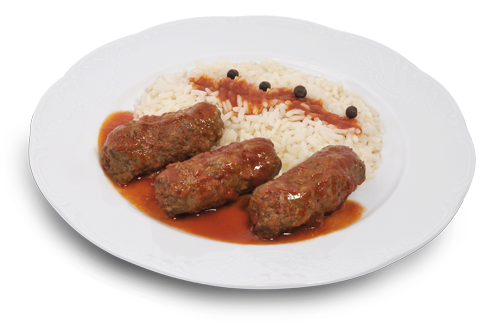 "Smyrna" Meatballs with Sauce and Rice